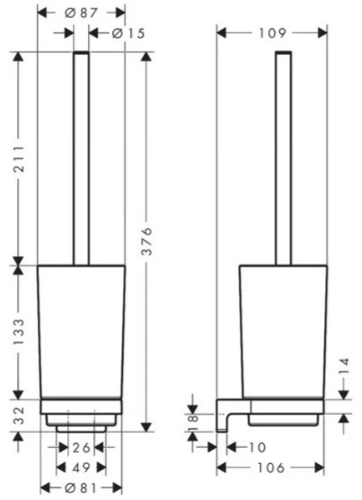 Ершик Hansgrohe AddStoris S 41782670, стекло, металл