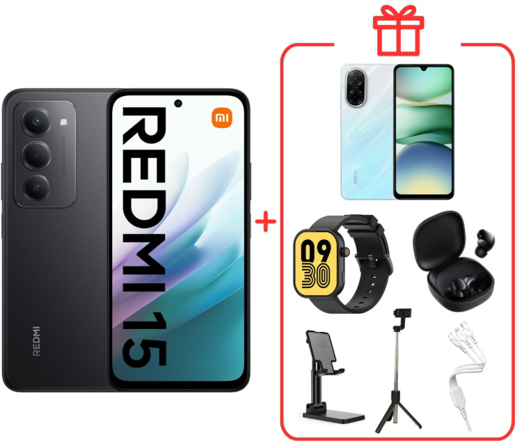 Смартфон Xiaomi Redmi 15 4G 8/256GB Midnight Black +подарок