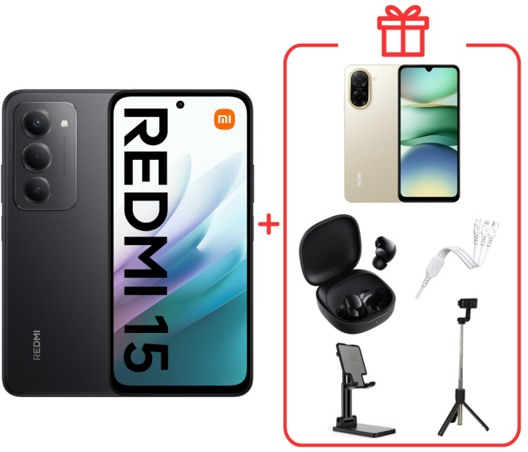 Смартфон Xiaomi Redmi 15 4G 8/256GB Midnight Black +подарок