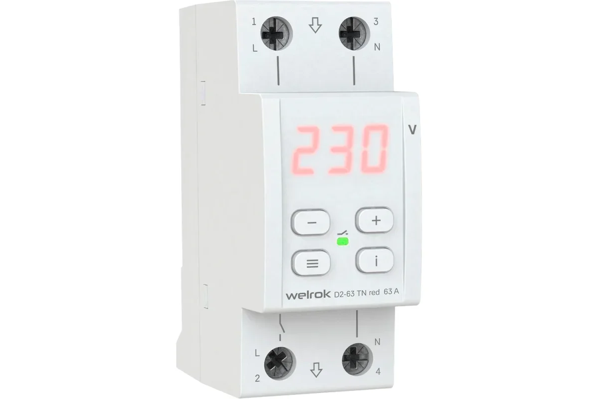 Реле напряжения Welrok D2-63 TN red белое купить,26000