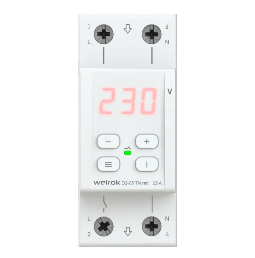 Реле напряжения Welrok D2-63 TN red белое купить,26000