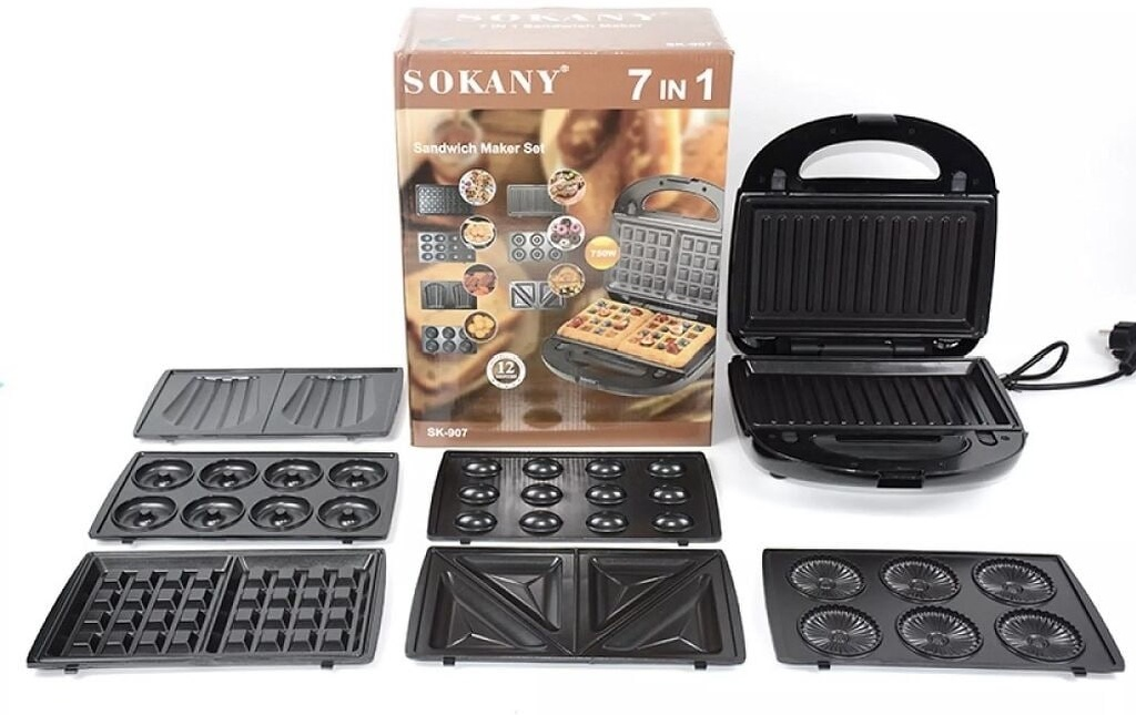 Вафельница Sokany SK-907 черный купить,0