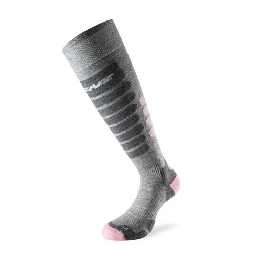 Носки Lenz Skiing серо-розовые 39-41