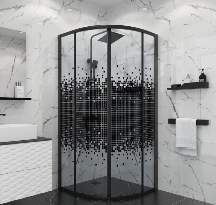 Душевое ограждение KABINKA.KZ двухстенное NG-1007-14BLACK , 875х1900 мм купить,NaN