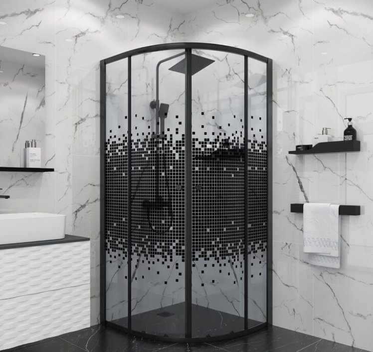 Душевое ограждение KABINKA.KZ двухстенное NG-1007-14BLACK , 875х1900 мм купить,NaN