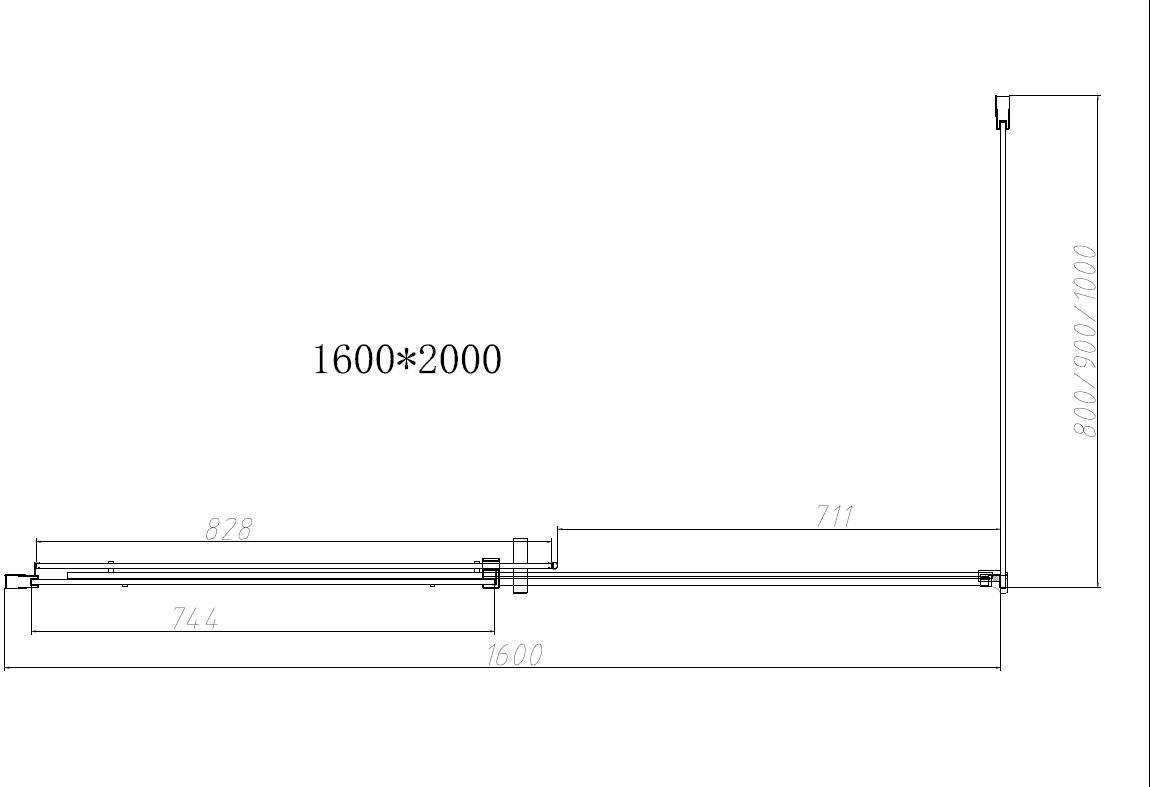 Душевое ограждение KABINKA.KZ двухстенное VSR-4D9016CLB, 1600х2000 мм