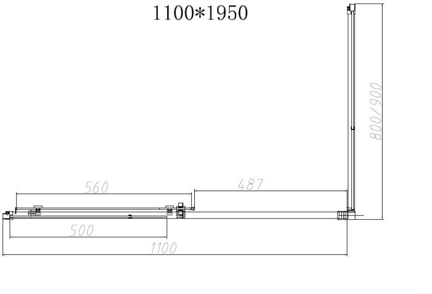 Душевое ограждение KABINKA.KZ двухстенное VSR-4SN8011CLG, 1100х1950 мм купить,NaN