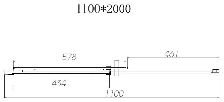 Душевое ограждение KABINKA.KZ одностенное Dice VDS-4D110CLB, 1100х2000 мм