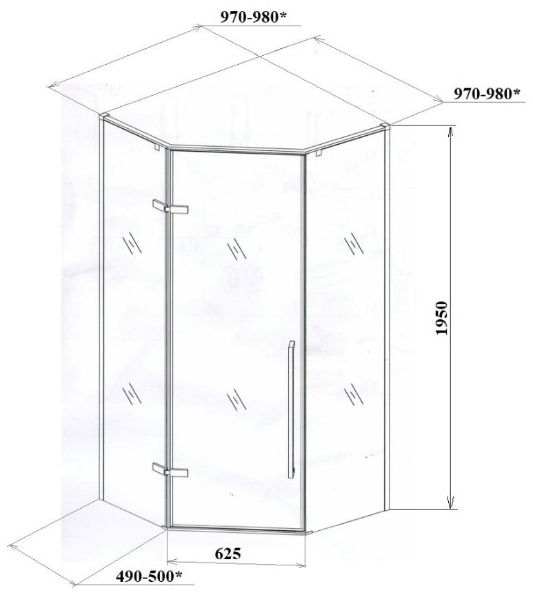 Душевое ограждение Cerutti SPA трехстенное C2AW, 1000х1950 мм купить,NaN