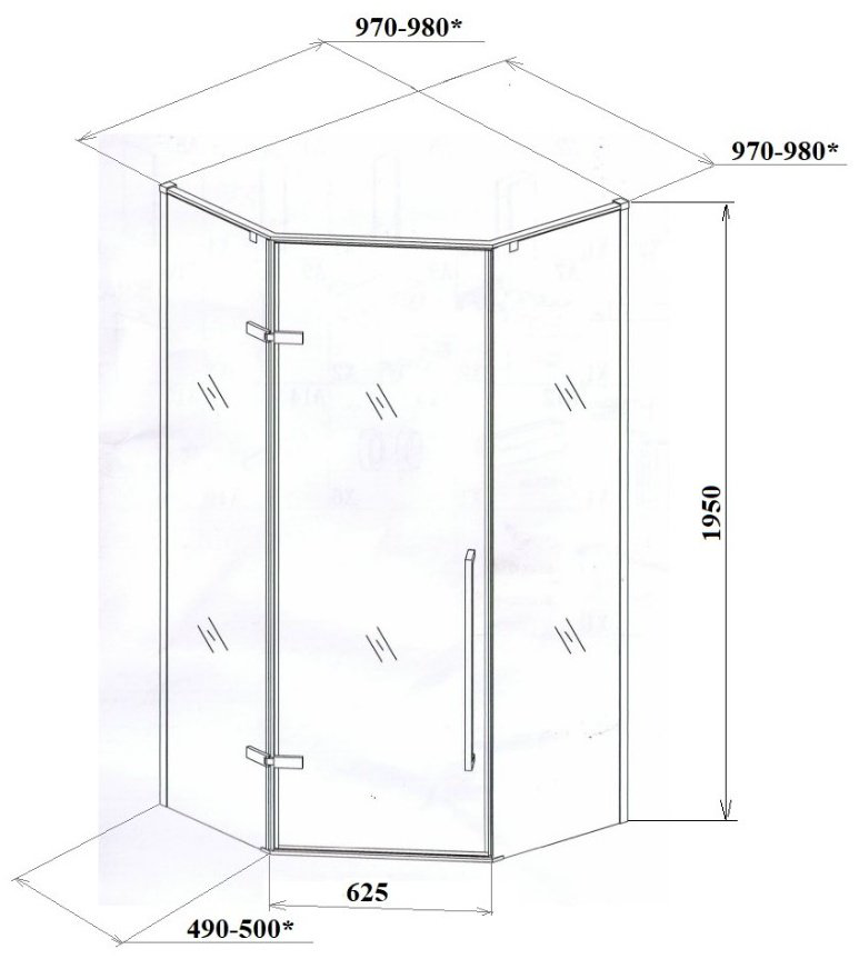 Душевое ограждение Cerutti SPA трехстенное C2AW, 1000х1950 мм купить,NaN
