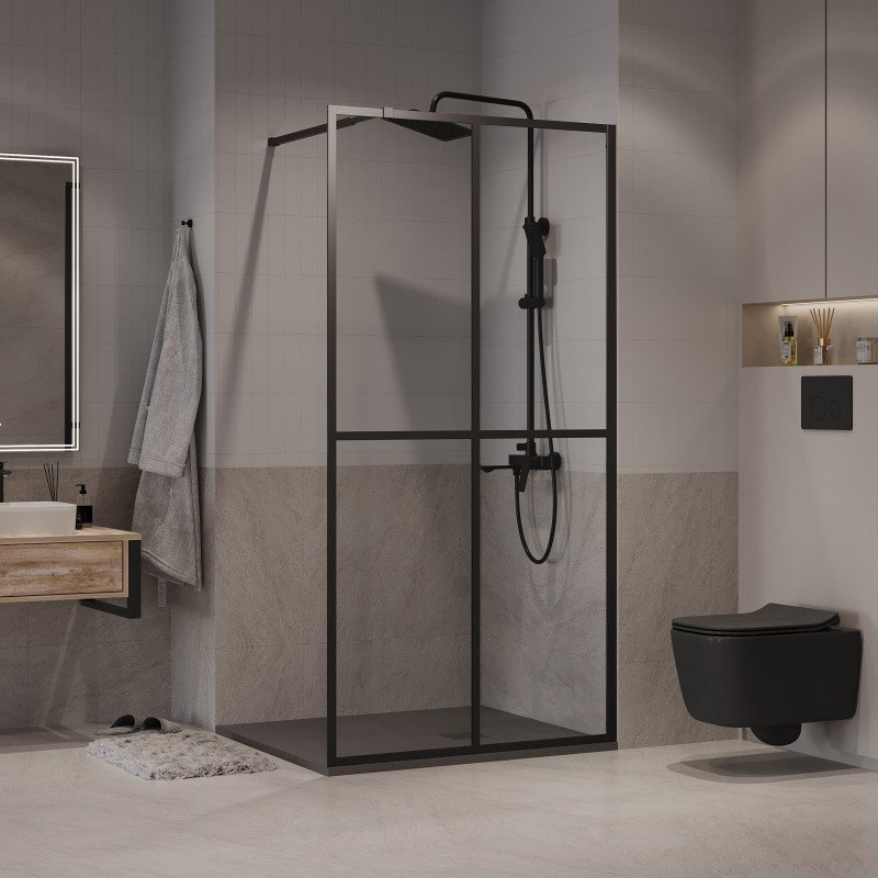 Душевое ограждение Niagara одностенное NG-686-90BLACK, 900х1950 мм купить,NaN