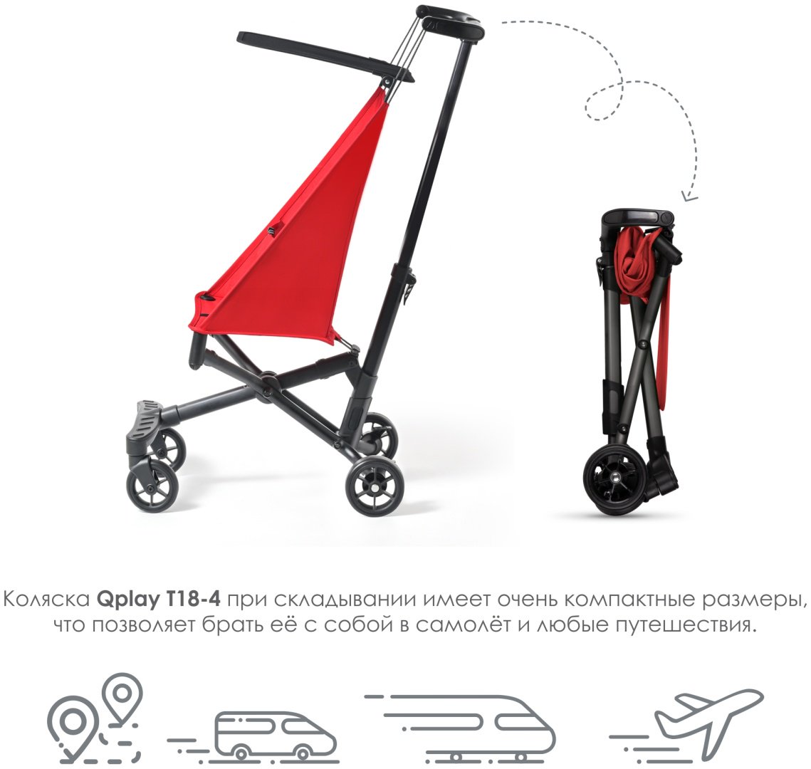 Коляска прогулочная QPLAY T18-4 , красный