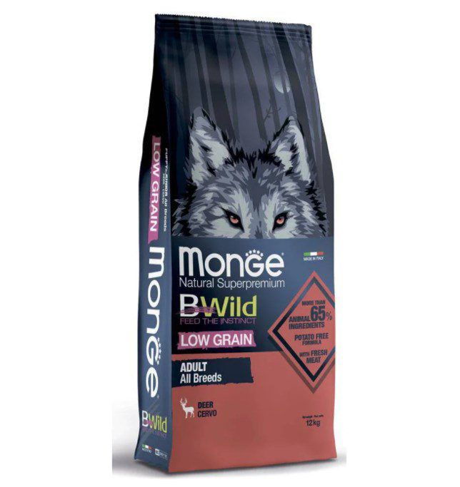Сухой корм Monge Dog Adult BWild Low Grain All Breeds с олениной 12кг купить,74700