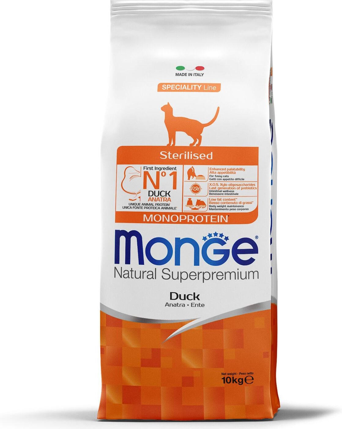 Сухой корм Monge Cat Monoprotein Sterilized с уткой 10кг