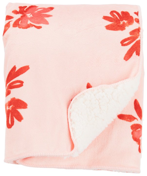 Одеяло Carters Розовое одеяло с цветочным принтом для девочки, мягкое плюшевое, всесезонное 100x140 всесезонное