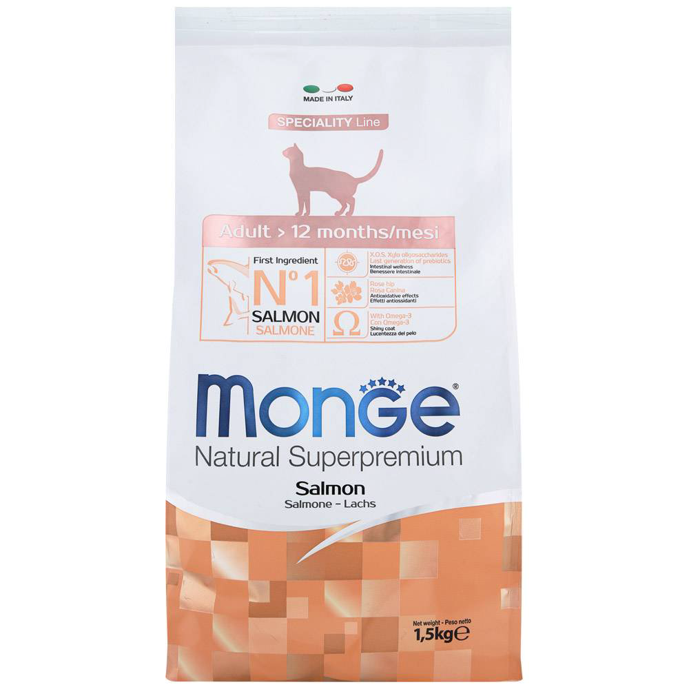 Сухой корм Monge Cat Monoprotein с лососем 1.5кг купить,NaN