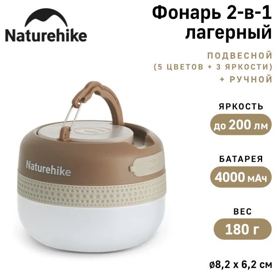 Фонарь Naturehike CNK2550ZM016 кемпинговый коричневый