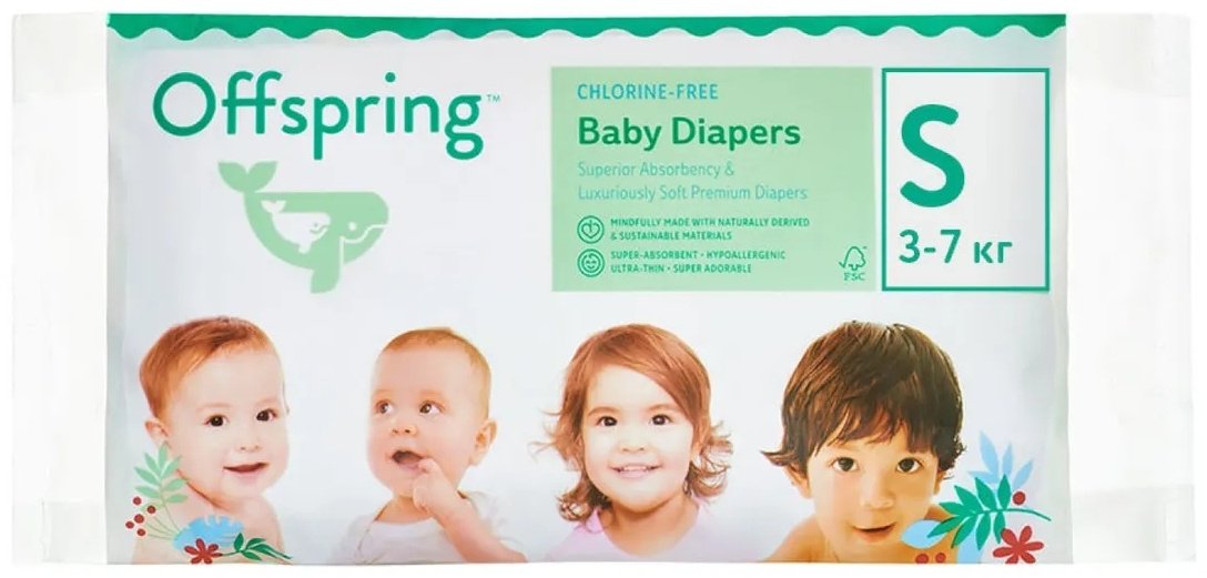 Подгузники Offspring S, 3 шт