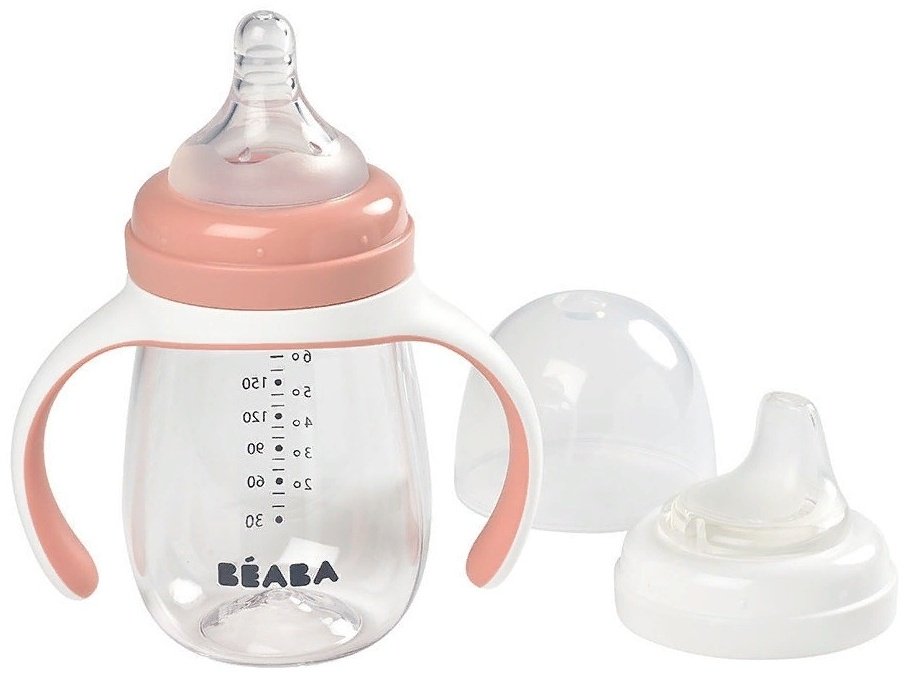 Beaba поильник-непроливайка, 210 мл, пластик/силикон, 2 в 1 Learning Cup Old Pink