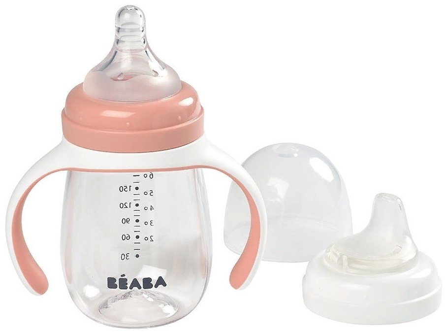Beaba поильник-непроливайка, 210 мл, пластик/силикон, 2 в 1 Learning Cup Old Pink