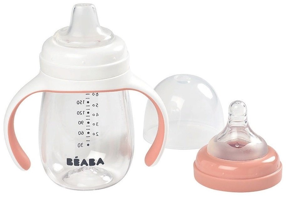 Beaba поильник-непроливайка, 210 мл, пластик/силикон, 2 в 1 Learning Cup Old Pink