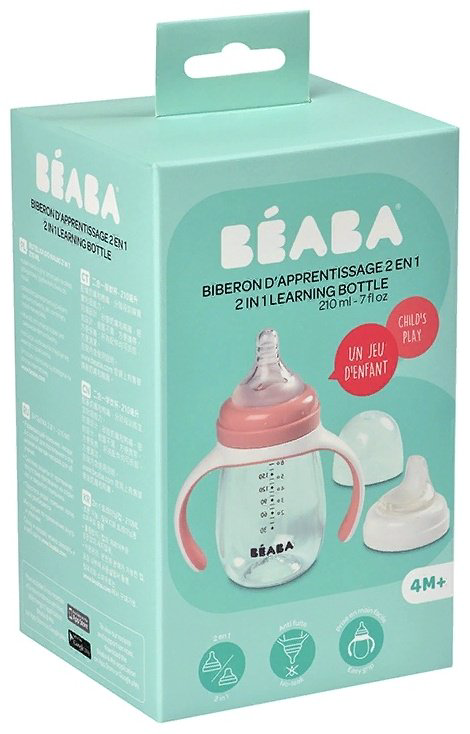 Beaba поильник-непроливайка, 210 мл, пластик/силикон, 2 в 1 Learning Cup Old Pink купить,11900