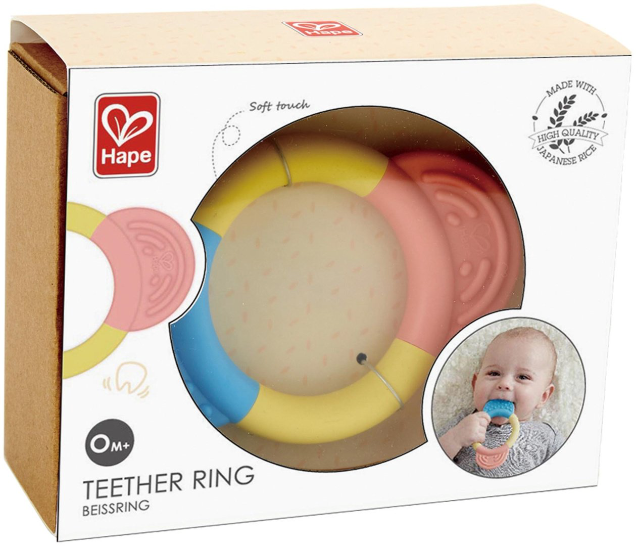 Hape E0026 прорезыватель, 1 шт, ABS, желтый, розовый, голубой купить,6500