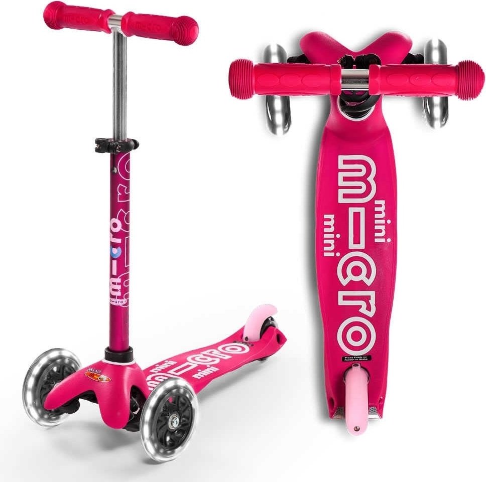 Самокат Micro Maxi Deluxe Pink Led MMD077 розовый