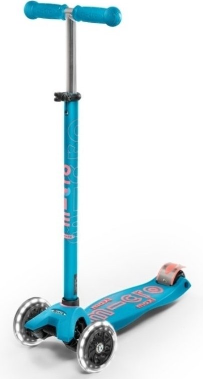 Самокат Micro Maxi Deluxe Led Aqua голубой