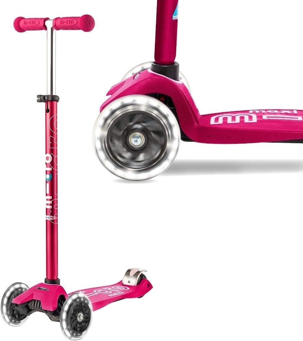 Самокат Micro Maxi Deluxe Pink Led MMD077 розовый