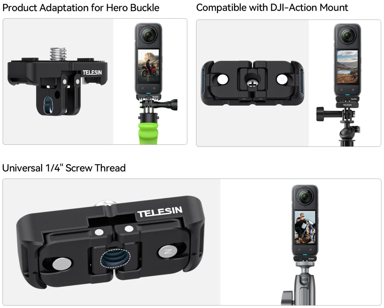 Адаптер Telesin S7-JBK-05 для Insta360 X4 / X5