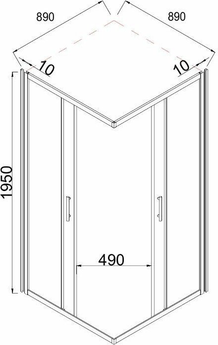 Душевое ограждение KABINKA.KZ двухстенное TA-09092-1CB, 900х900х1950 мм купить,NaN
