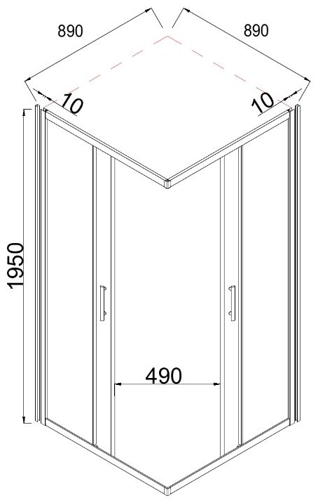 Душевое ограждение KABINKA.KZ двухстенное TA-09092-1CP, 900х900х1950 мм купить,NaN