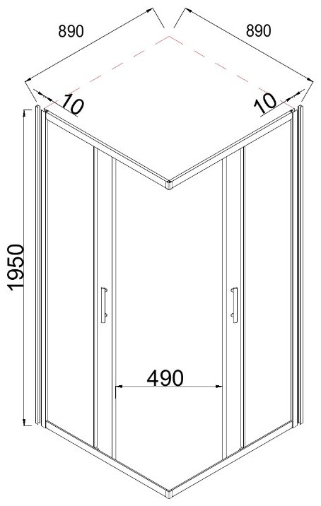 Душевое ограждение KABINKA.KZ двухстенное TA-09092-1CP, 900х900х1950 мм купить,NaN