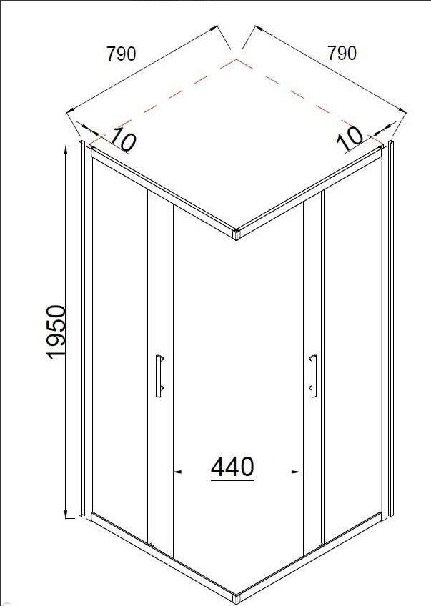 Душевое ограждение KABINKA.KZ двухстенное TA-08082-1CP, 800х800х1950 мм