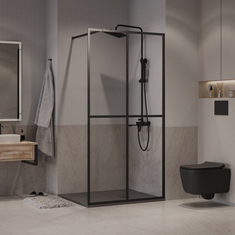 Душевое ограждение Niagara одностенное NG-686-10BLACK, 1000х1950 мм купить,NaN