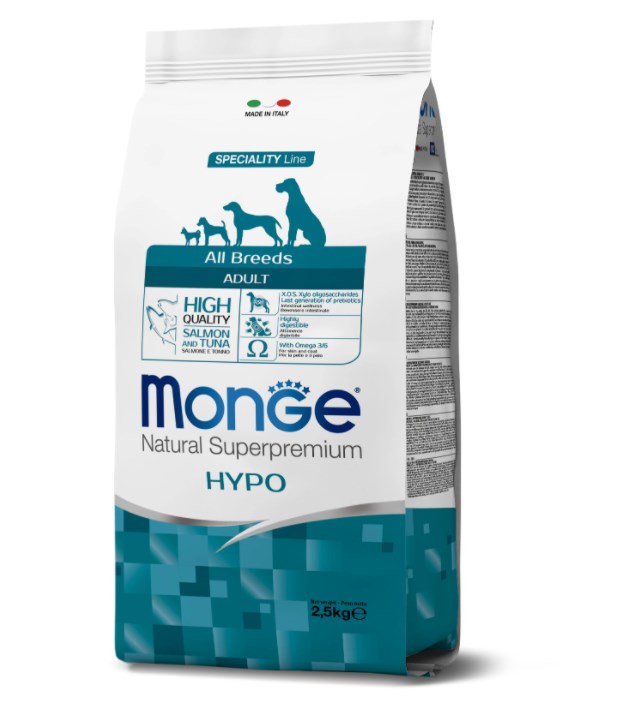 Сухой корм Monge Dog All Breeds Adult Hypoallergenic с лососем и тунцом 2.5кг
