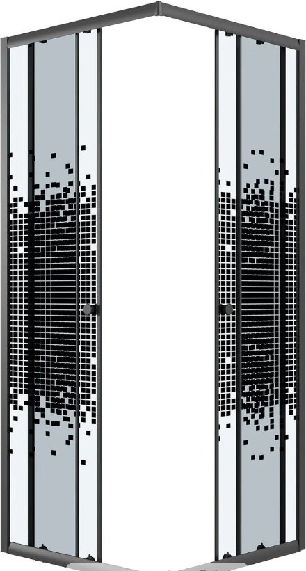 Душевое ограждение KABINKA.KZ двухстенное o NG-1008-14QBLACK, 780х1900 мм