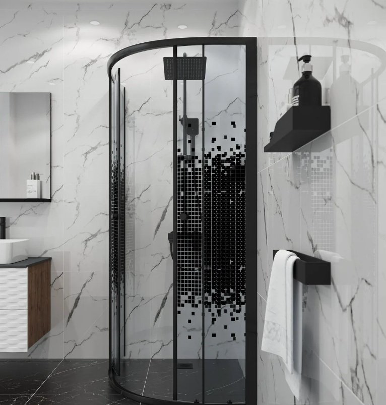 Душевое ограждение KABINKA.KZ двухстенное NG-1003-14BLACK, 775х1900 мм купить,NaN