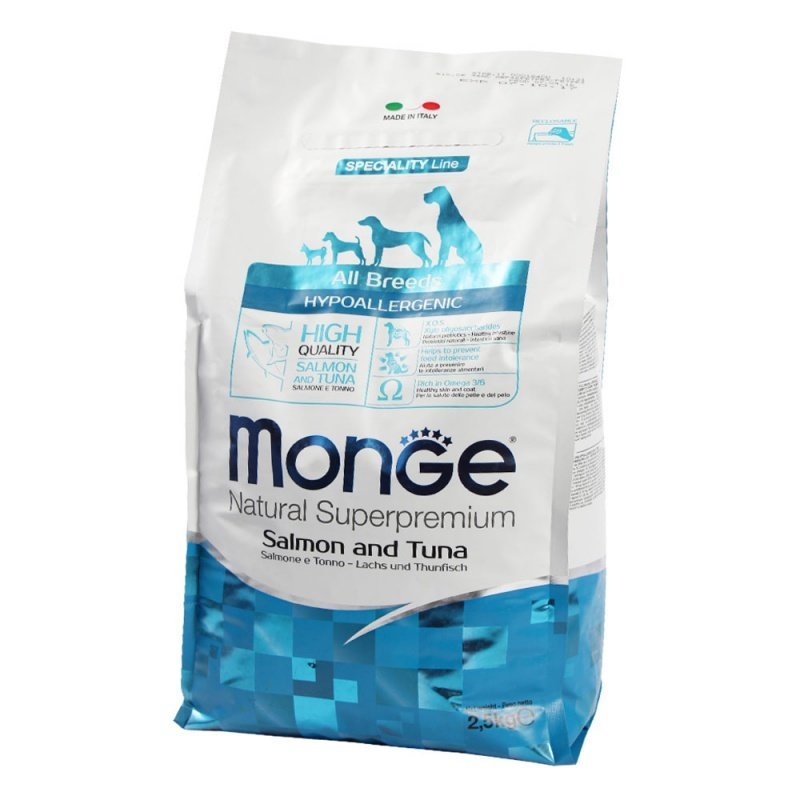 Сухой корм Monge Dog All Breeds Adult Hypoallergenic с лососем и тунцом 2.5кг купить,0
