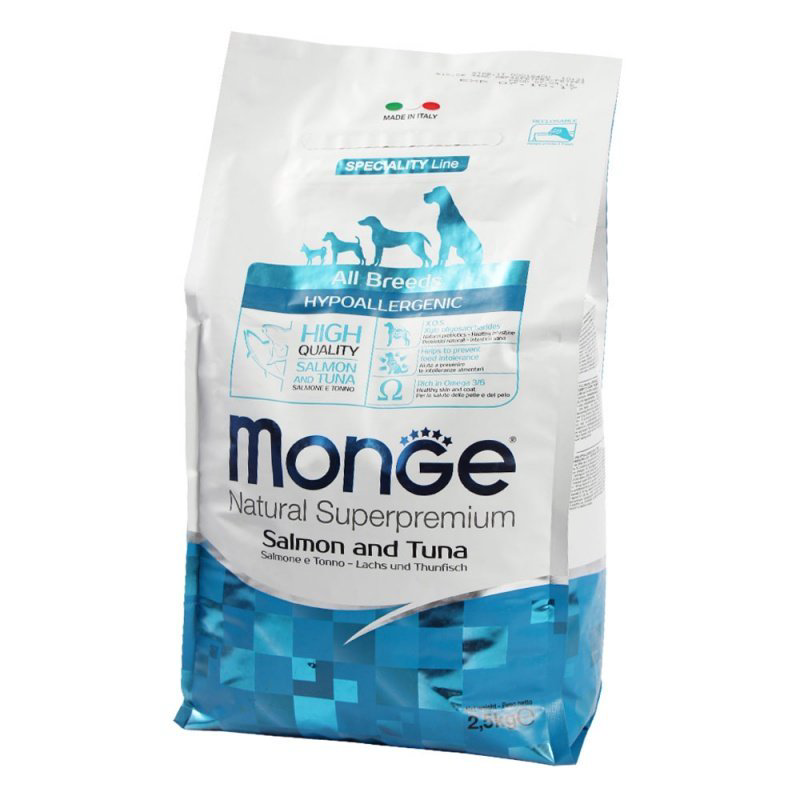 Сухой корм Monge Dog All Breeds Adult Hypoallergenic с лососем и тунцом 2.5кг купить,15800