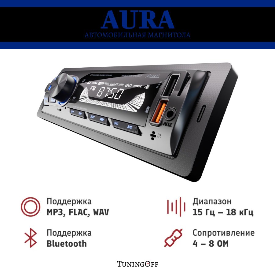 AurA FIREBALL-202BT Blue 1 DIN