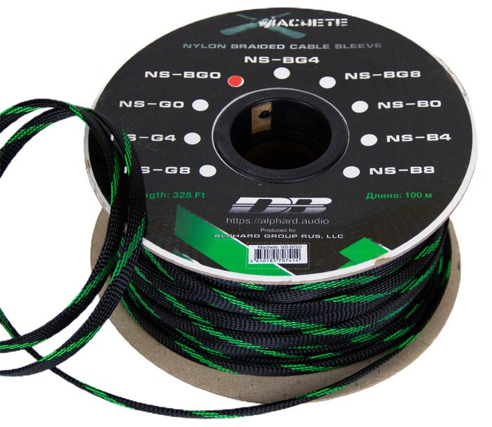 Deaf Bonce кабельная оплетка MACHETE NS-BG0 V2 черный/зеленый 10м 1 шт 10 м