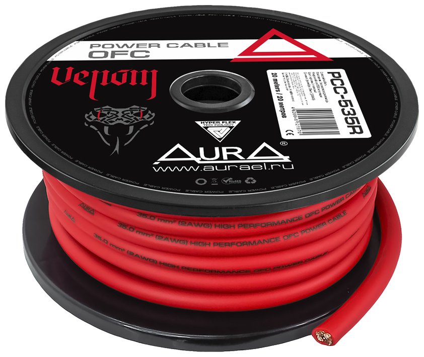 AurA силовой кабель PCC-535R OFC 2AWG/35мм2 1 шт 5 м