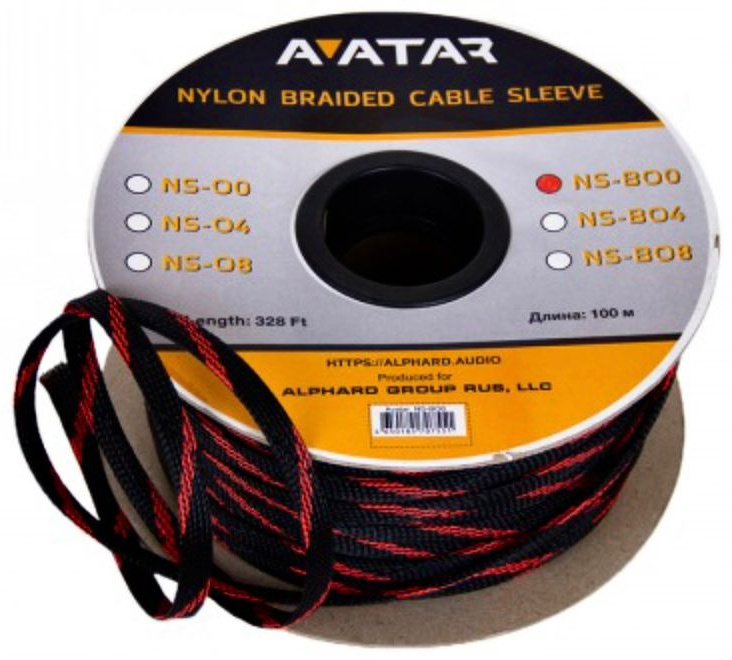 Avatar кабельная оплетка NS-BO0 V2 0GA черный/оранжевый 10m 1 шт