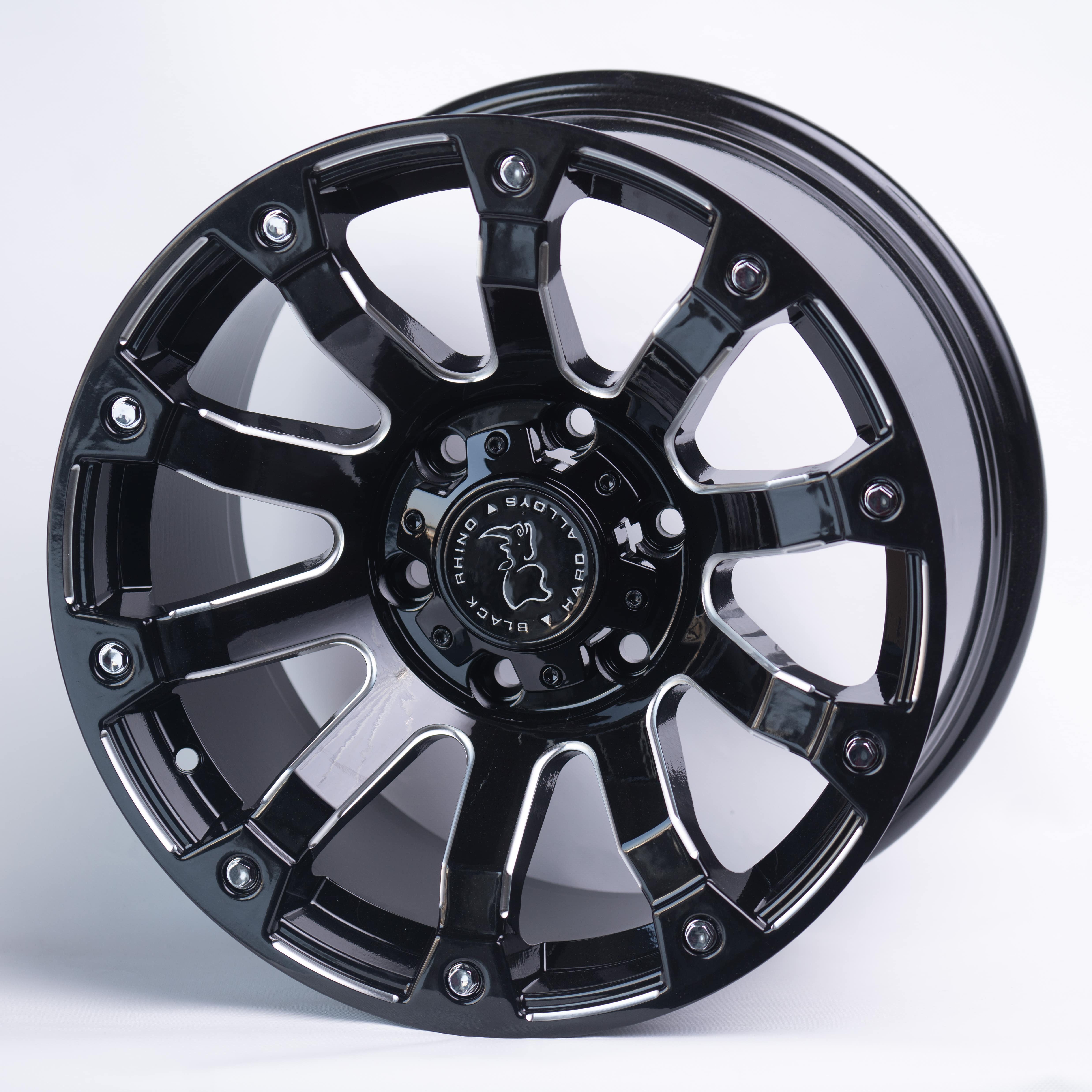 Комплект дисков Rimax Selkirk 6x139,7 R17x9 CB110,1 ET12 gloss black milling window chrome rivetrs купить,NaN