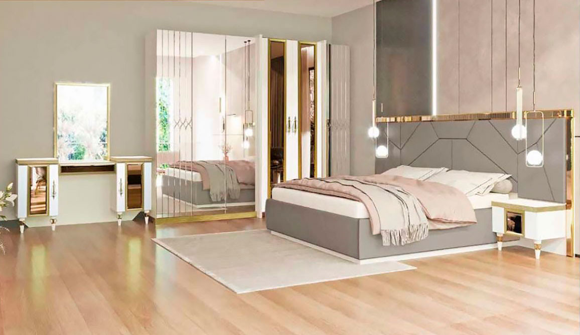 Спальный гарнитур Гранд Микс Мадина 6Д бело-серый купить,NaN