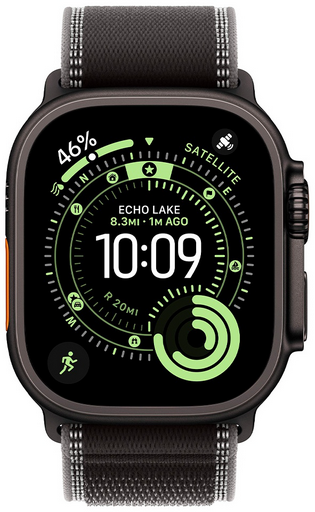  Apple Watch Ultra 3 2025 GPS + Cellular 49 мм MF1D4Q Black Titanium Case with Black/Charcoal Trail Loop - S/M