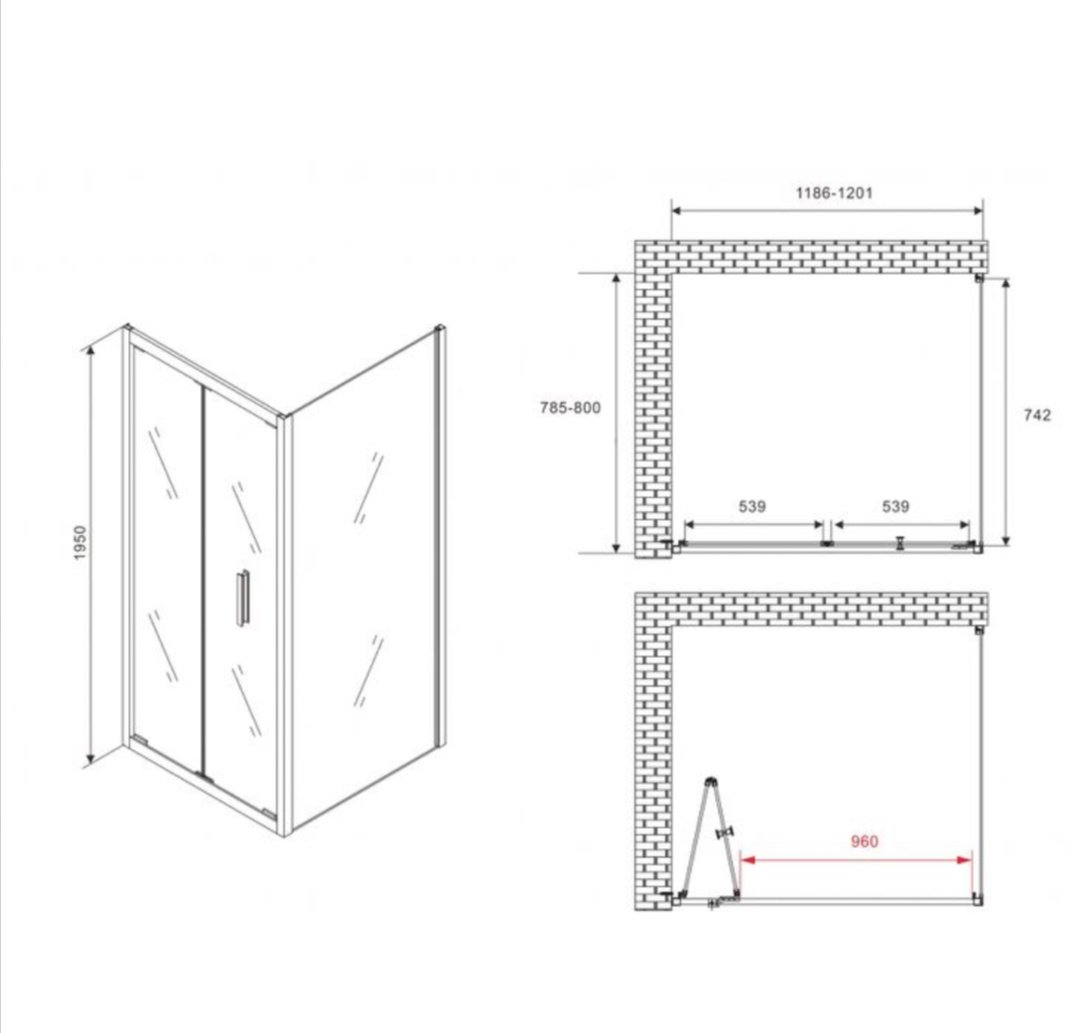 Душевое ограждение Abber двухстенное AG07120B-S80B, 800х1950 мм купить,NaN
