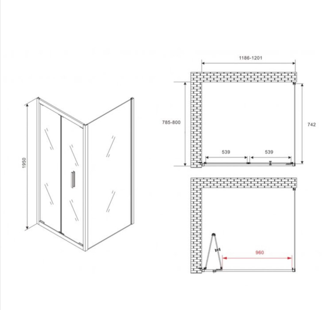 Душевое ограждение Abber двухстенное AG07120B-S80B, 800х1950 мм купить,NaN